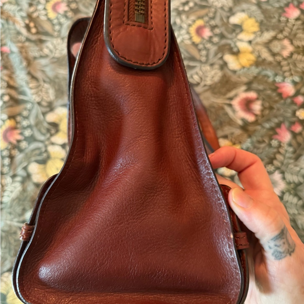 Fossil Vintage Revival Satchel Two-Tone Brown Leather Tote - Picture 12 of 16